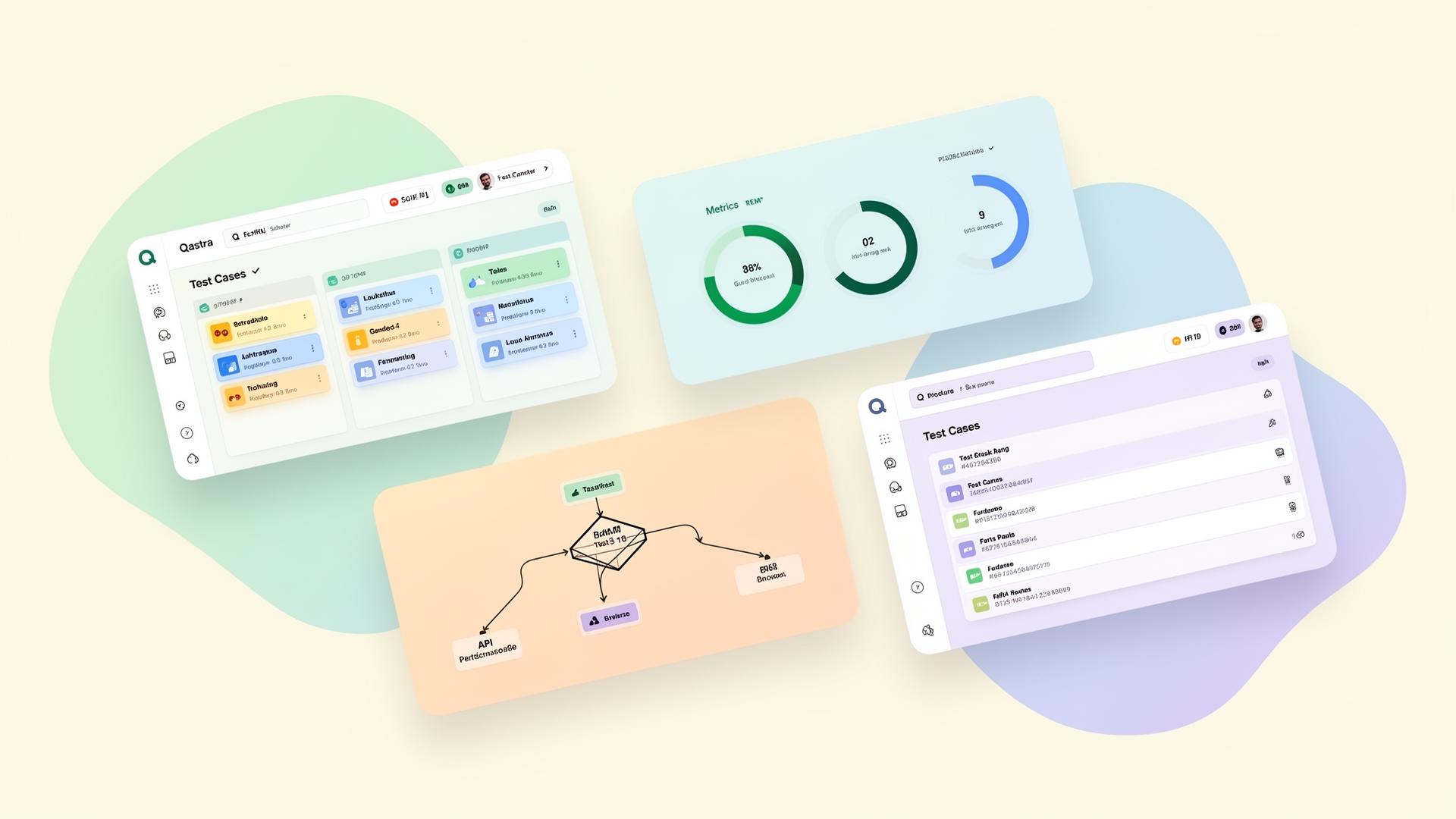 Интерфейс QAstra: QA-доска, метрики и оркестрация API в одном окне